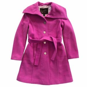 Coach Orchid Pink/Purple Belted Wool Trench Coat | SMALL